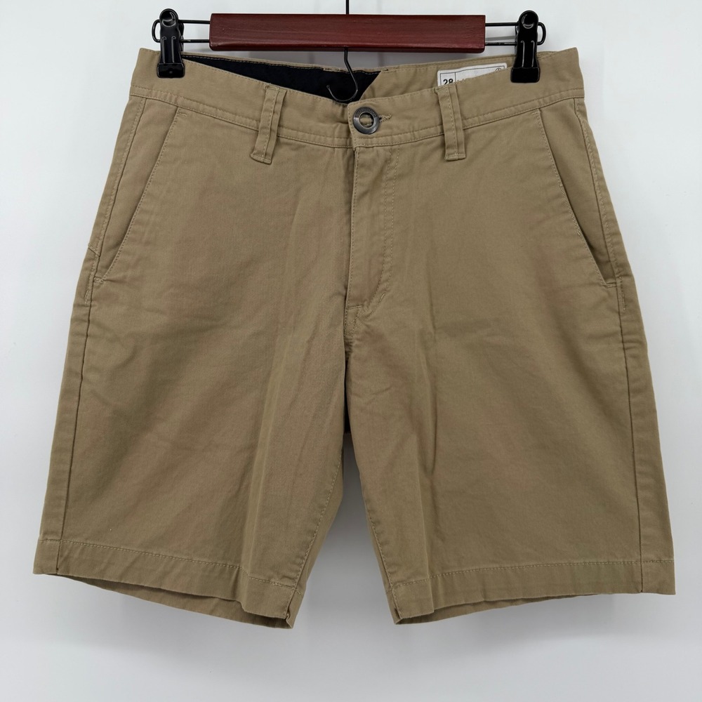 Volcom Frickin Modern Stretch Shorts Mens 28 Khaki Tan Chino Skater Surf Street